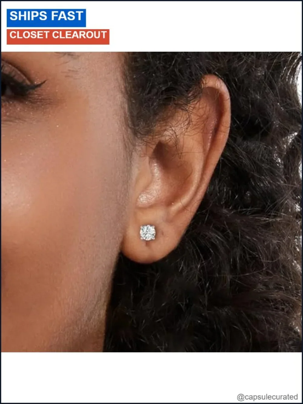 Moissanite Stud Earrings 925 Sterling Silver 18K White Gold Plated Push Back